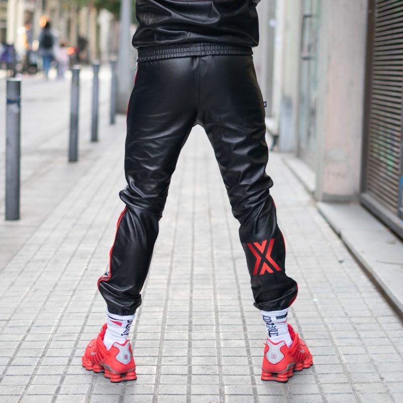 BXR Red Leather Sports Pant - Berlin10. The iconic X embroidered on the right leg sleeve