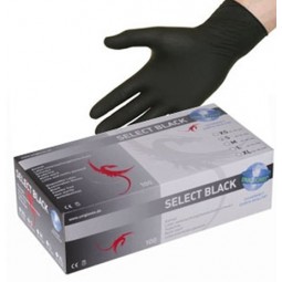 Box of black medical gloves...