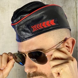 Leather Soldier Cap - Red